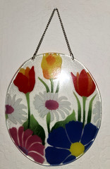 Fused Glass Floral Tulips Daisy Hanging Suncatcher Garden Spring Easter