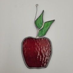 Stained Glass Red & Green Apple Window Suncatcher Teachers Apple Of My Eye Gift