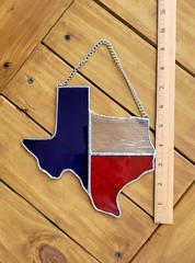 Texas Flag Stained Glass Suncatcher – Handmade Stained Glass – Red White Blue