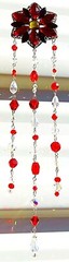 CHRISTMAS POINSETTIA CRYSTAL SUNCATCHER-RED/CLEAR CRYSTAL-HANDCRAFTED-10″- #905
