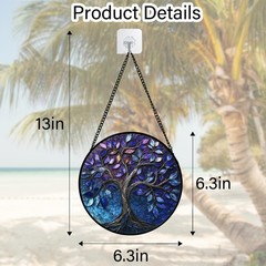 “Stained Glass Tree of Life Sun Catcher Colorful Window Decor for All