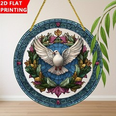 Peace Dove Circular Acrylic Suncatcher Religious Believer Church Window Decor