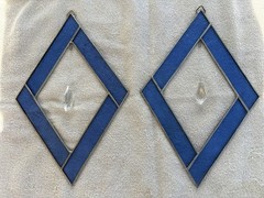 Blue Suncatcher w/ Dangling Prism 9.5” X 6.5” Lot of Two