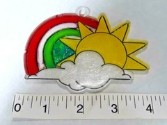Vintage Stained Glass Acrylic Rainbow Sun Cloud Suncatcher Plastic Catcher