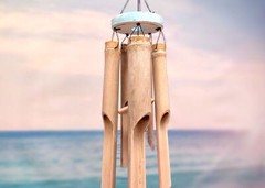 Hanging Bamboo Seahorse Windchime (1 Chime approx. 34 x 3.5 inches)