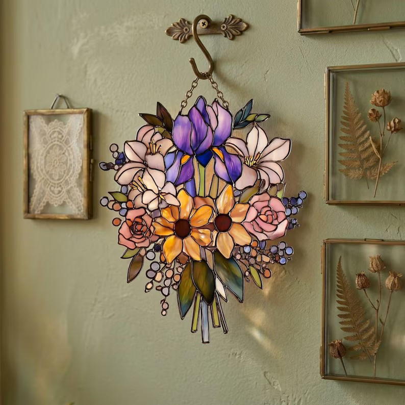 Flower Bouquet Floral Suncatcher Acrylic Gift