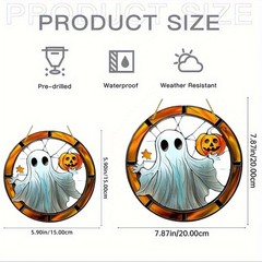 Acrylic Halloween Ghost Pumpkin Sun Catcher Window Hanging Decor for Home Party