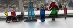 Vintage Stained Glass Suncatcher Lot Of 7