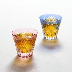 Edo Kiriko Kagami Crystal KAGAMI TPS615-2950-AB Fuji Pair of glas From Japan