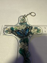 Suncatcher – Cross with Flowers and Butterfly Acrylic Hanging