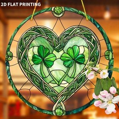 Colorful Acrylic Suncatcher Celtic Heart Two Shamrocks St. Patrick’s Day Decor