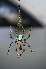 Glass Beads & Crystal Spider Suncatcher Hanging Garden,Window Decor Blue,Red,Ylw