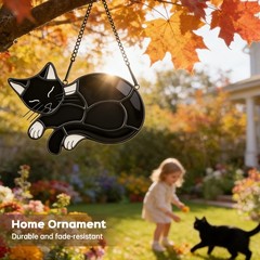 Black Cat Light Catcher Pendant – Outdoor Hanging Decoration Gift for Courtyard