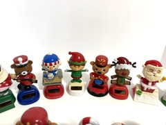 Lot of 13 Dancing Solar Powered BobbleHeads Christmas Santa Elf Bear Reindeer