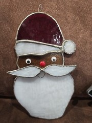 Vintage Santa Face Stained Glass Christmas Candles Thick Hand Made 6-7″ high