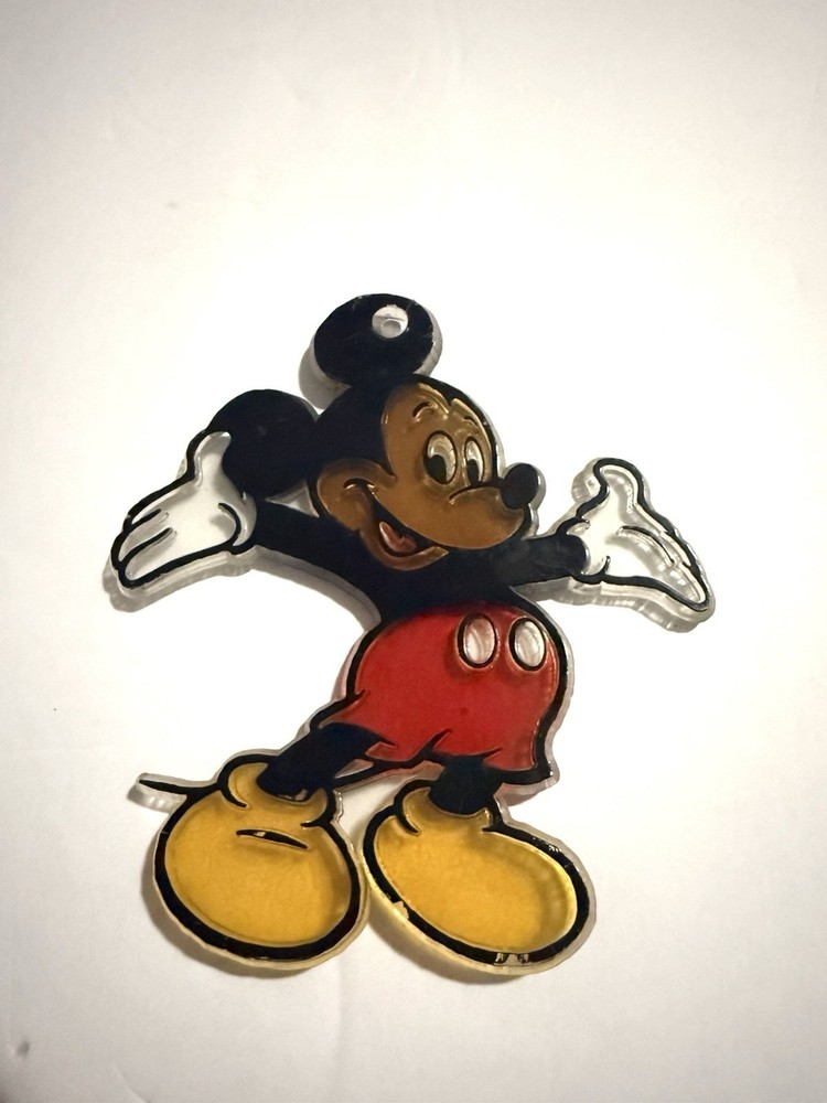 Mickey Mouse Stained Plastic Suncatcher Or Keychain Disney Vintage 4”