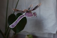 Flying Stained Glass Dragonfly Ceiling Decor – Handmade and OOAK