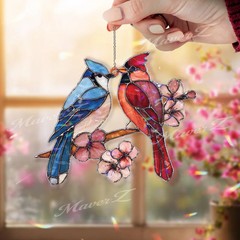 Cardinal Blue Jay Suncatcher Acrylic Window Decor Bird