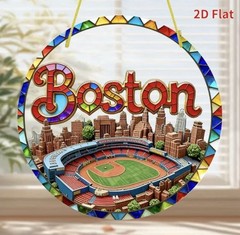 Boston Fenway Park Baseball Sun Catcher, Stained Glass Look Acrylic 8 X 8