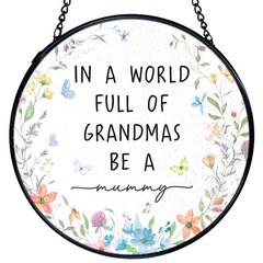 Mummy Gifts: Stained Glass Sun Catcher, Round Wall Art for Mother’s Day Decor