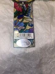 Amia Hand Painted Stained Glass Cross Suncatcher Flowers Birds Bible Verse -I