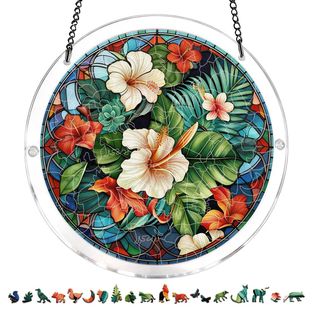 Stained Glass Style Acrylic Puzzle Suncatcher Window Hanging Decor