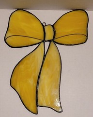 Suncatcher Stained Glass Art Yellow Bow Ribbon