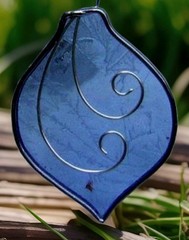 White Cresent Moon & Red Sun Handmade Real Stained Glass Celestial Suncatcher