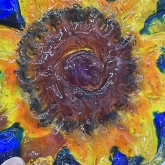 Sun Sunflower Lucite Acrylic Colorful Round Vintage Hanging 7 In Sun Catcher