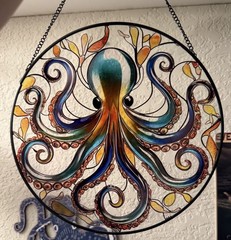 9 Inch Glass Octopus Suncatcher