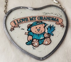 I Love Grandma Suncatcher Sun Catcher Stained Glass-style window hanging Heart