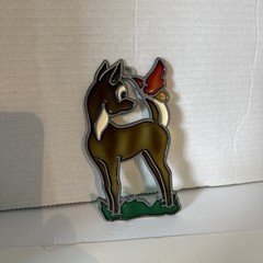 Vintage Disney Bambi Butterfly Stained Glass Style Suncatcher Painted Ornament