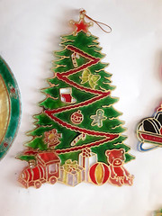 Vintage Christmas Plastic Suncatchers Lot of 6 MCM Holiday Santa Rudolph Decor