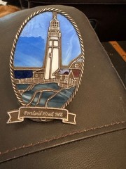 Vtg Portland Head Me Lighthouse Coastal Scene 4.5×3”Stained Glass