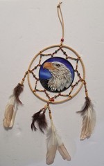 AMIA Handpainted Eagle Sun Catcher Dream Catcher Hanging Decor 22″ x 7.5″
