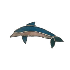 Stained Glass Dolphin Suncatcher Small Blue Pink Green Beach Window Decor