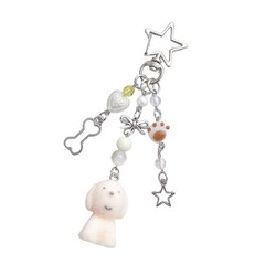 Soft Flocking Korean Couple Dog Pendant Keychain for Mobile Devices and Keys