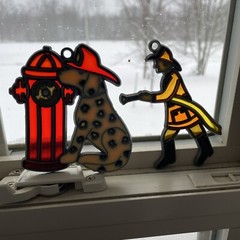 Lot Of 2 FIRE FIGHTER DALMATIAN Suncatcher – Hanging Christmas Window Ornament
