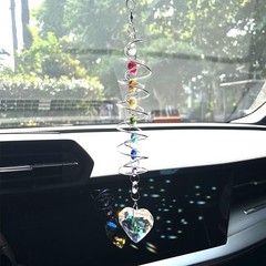 Big Heart Crystal Sun Catchers for Windows Hanging, Double-Spiral Design Gazi…