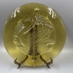 Blenko Glass Amber Swan SunCatcher 9.5”Diameter Mid Century Modern Decor