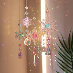 4 pcs Crystal Sun Catcher Snowflake Christmas Decorations Handmade