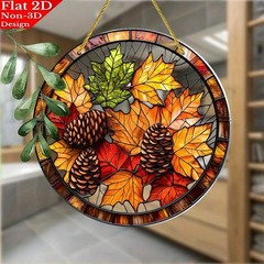 Maple Leaf Pinecone Acrylic Suncatcher Fall Window Hanging Decor for Home Bar
