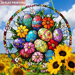 Sun Catcher Painted Easter Eggs Floral Window Hanging Spring Home Decor